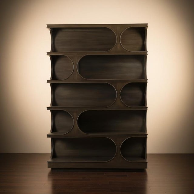 Mahogany Open Bookcase - Medium Finish is a striking addition to any curated interior. Finished in a Medium straw wash...