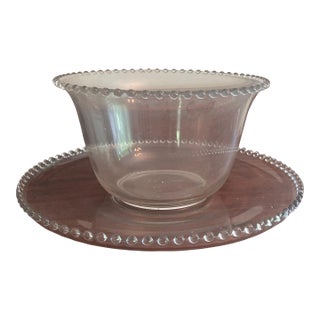 Mid 20th Century Imperial Glass Candlewick Punch Bowl and Underplate Set For Sale