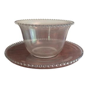Mid 20th Century Imperial Glass Candlewick Punch Bowl and Underplate Set