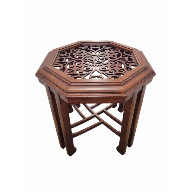 Baker Furniture Company Vintage Baker Solid Wood Fretwork Octagon Dining Room Table Base For Sale - Image 4 of 8