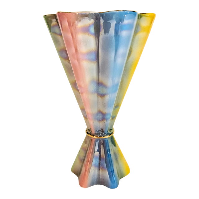 1950's Italian Secas Sesto Fiorentino Rainbow Glaze Vase For Sale