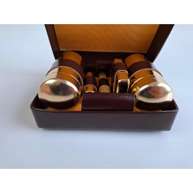 Mid-Century Modern Brass Travel Shaving Kit in Leatherette Case, 1960 For Sale - Image 13 of 18