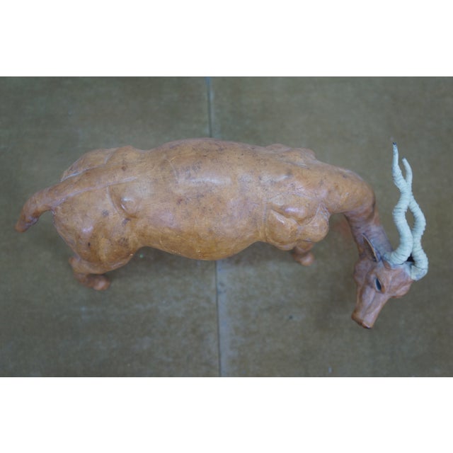 Brown 1960s Artisan Italian Leather Antelope Gazelle Blackbuck Figurine Statue 14" For Sale - Image 8 of 11
