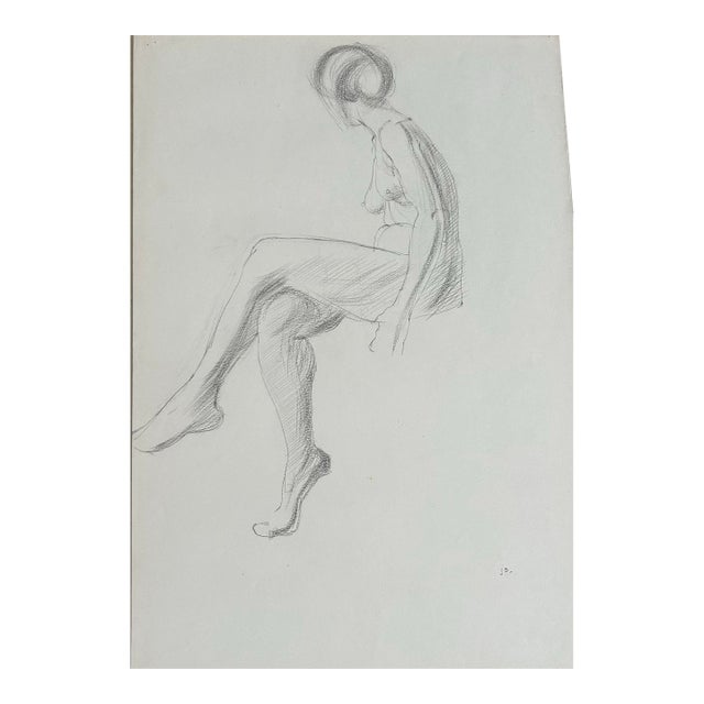 1970’s Original Abstract Expressionist Nude Figure Study Drawing For Sale