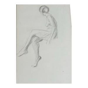 1970’s Original Abstract Expressionist Nude Figure Study Drawing