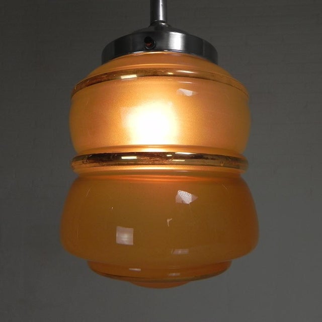 1930s Art Deco Pendant Lamp with Beige Glass Shade, 1930s For Sale - Image 5 of 13