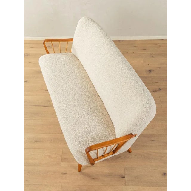 Brown Sofa in White Teddy Upholstery, 1950s For Sale - Image 8 of 9