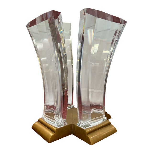 Jeffrey Bigelow Brass and Lucite Dining Table Base For Sale
