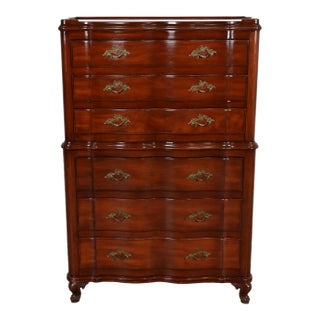 John Widdicomb French Provincial Louis XV Solid Mahogany Highboy Dresser, Circa 1940s For Sale