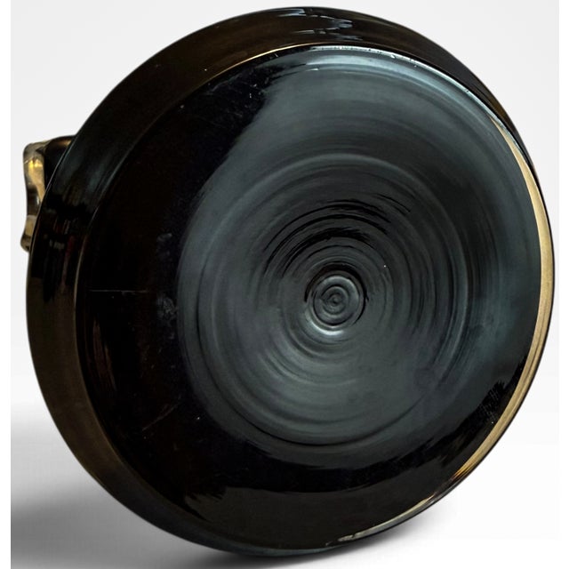 Vintage Murano Style Black Amethyst Sommerso Art Glass Saddle Rim Chimney Vase For Sale In Portland, ME - Image 6 of 6