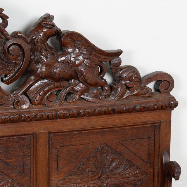 Wood 19th Century Carved Oak Wall Shelf With Boar’s Head and Griffins For Sale - Image 7 of 12