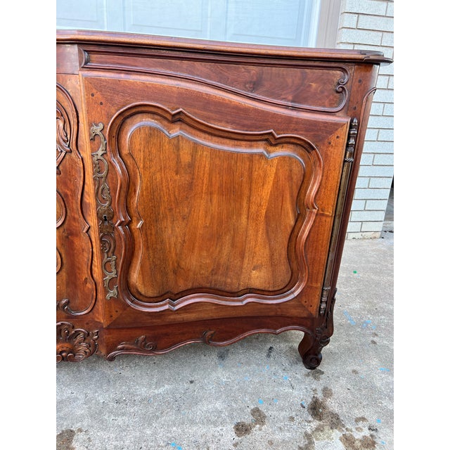French 19th Century Louis XV Provincial Solid Walnut Two Door Buffet For Sale - Image 4 of 12