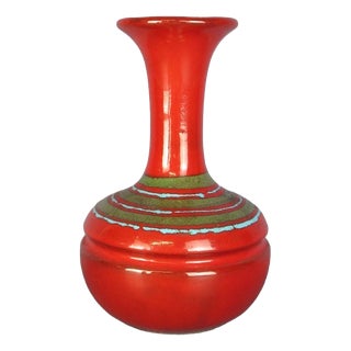 Vintage Modernist Red Glazed Ceramic Vase, Italy, 1960s For Sale