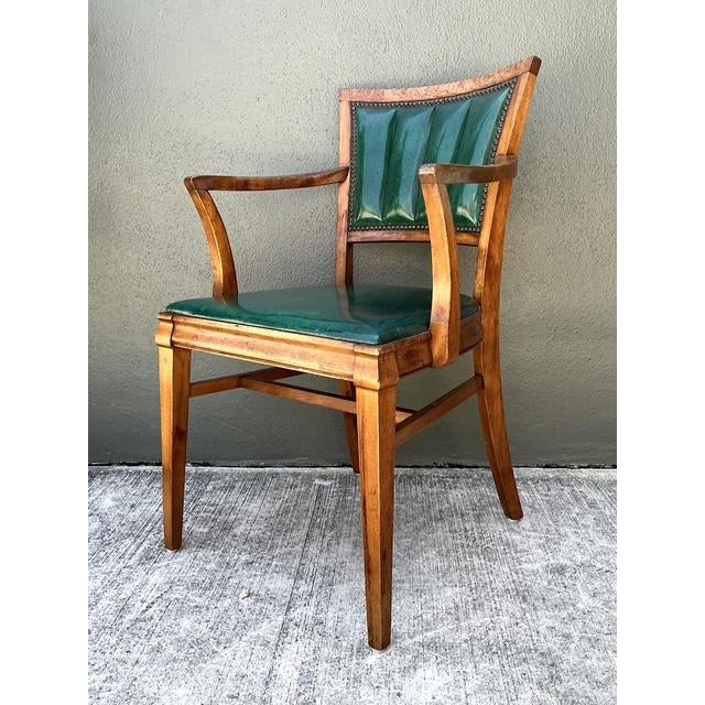 Wood Vintage Channel Tufted Desk Chair For Sale - Image 7 of 12