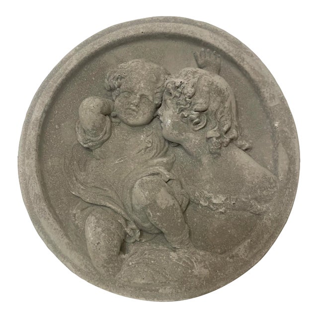 Vintage Victorian Garden Concrete Intaglio, the "Calmady Children" in the Style of Sir Thomas Lawrence For Sale