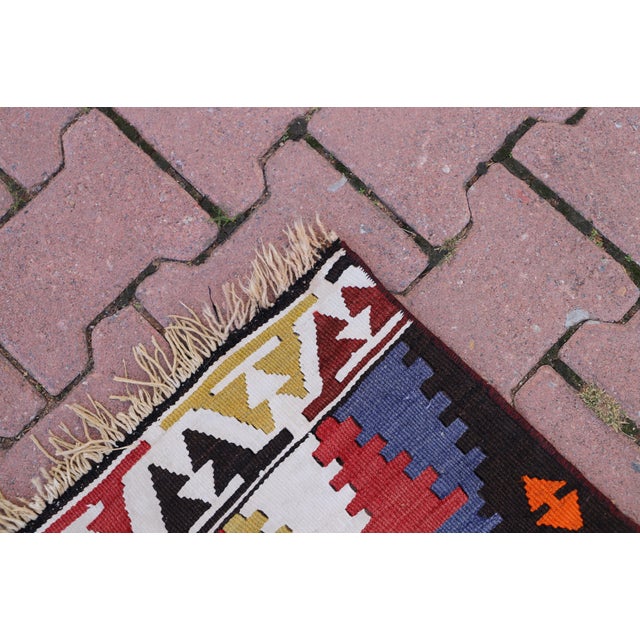 1960s Ethnic Traditional Anatolian Hand Knotted Kilim Rug For Sale - Image 9 of 10