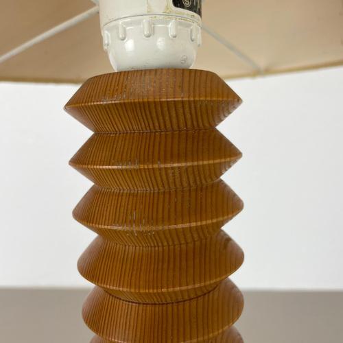 Brown Vintage Swedish Table Lamp in Pine, 1970s For Sale - Image 8 of 18