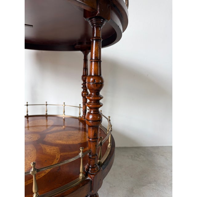 Vintage Theodore Alexander Regency Style Two Tier Accent Table With Brass For Sale - Image 11 of 12