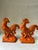 Orange Antique Metal Cast Iron Roosters Chickens Bookends- a Pair For Sale - Image 8 of 13