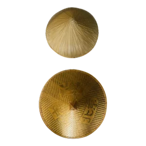 Vintage Chinese Split Bamboo & Plaited Leaf Conical Hats - a Pair