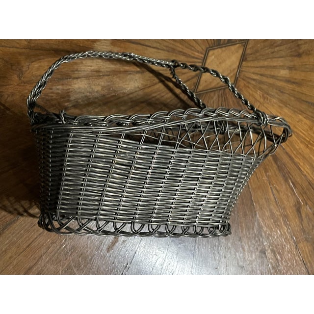 Bottle Holder and Bread Basket in Silver Metal, 1965, Set of 2 For Sale - Image 9 of 14
