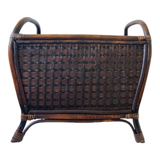 Woven Bamboo Footed Basket With Handles For Sale