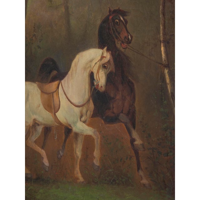 Two Horses, 1820-1840, Oil on Canvas, Framed For Sale - Image 4 of 5