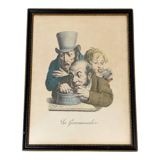 1824 French Satirical Lithograph “La Gourmandise” After Louis-Léopold Boilly For Sale