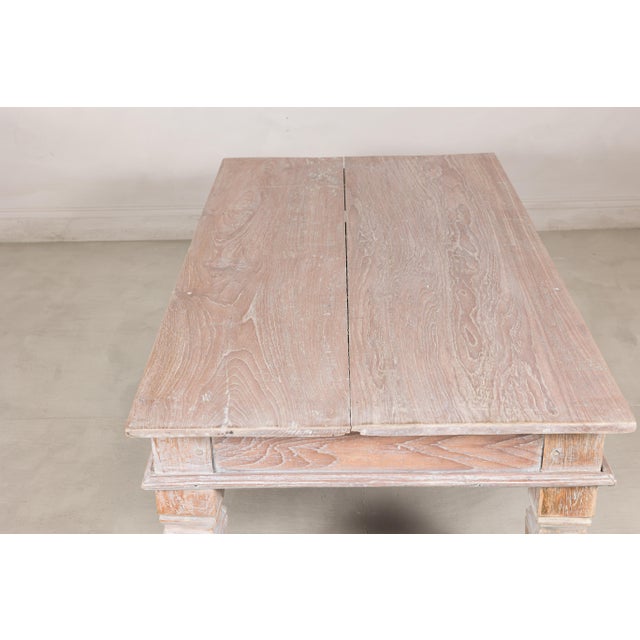Wood Vintage Whitewashed Teak Coffee Table with Single Drawer For Sale - Image 7 of 18