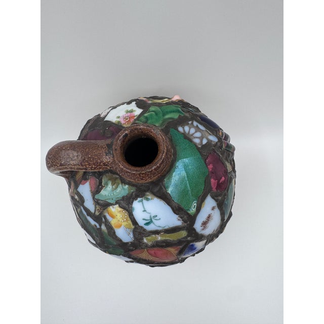 Early 20th Century Antique Memory Jug on Salt Glazed Jug With Porcelain Shards | Folk Art Stoneware For Sale - Image 5 of 7