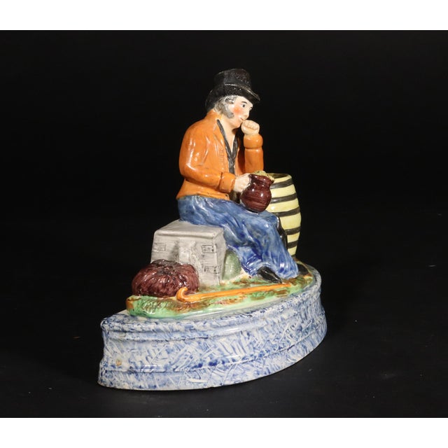 Blue English Pottery Pearlware Pair of Figures of Sailors For Sale - Image 8 of 9