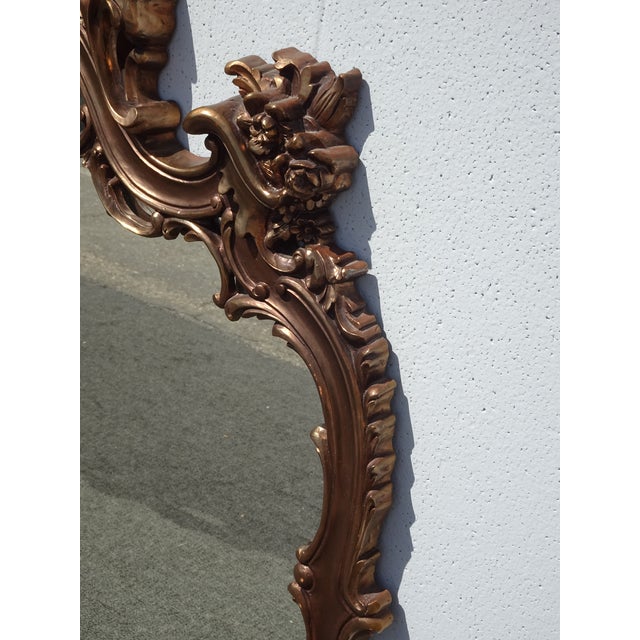 Vintage Italian French Rococo Louis XVI Gold Ornate Wall Mantle Mirror For Sale - Image 14 of 17