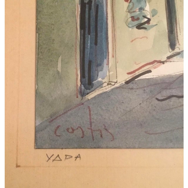 Signed”COSTIS” (lower left) with “YAPA” and “ORIGINAL” notations. Subject is sun-washed village plaza and the historic...