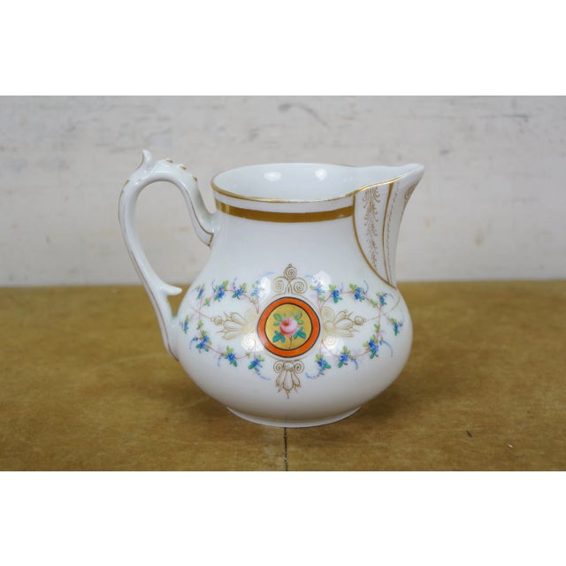 Antique Rose Medallion Coffee Tea Set Inlcuding Pitcher, Bowl, Cream &Sugar- 6 Pieces For Sale - Image 4 of 14
