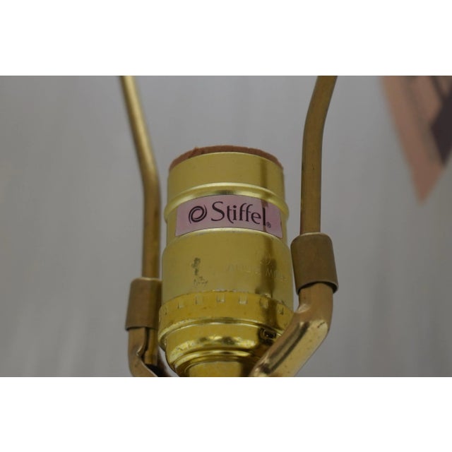 Pair Stiffel Brass Table Lamps W. Shades For Sale - Image 9 of 12