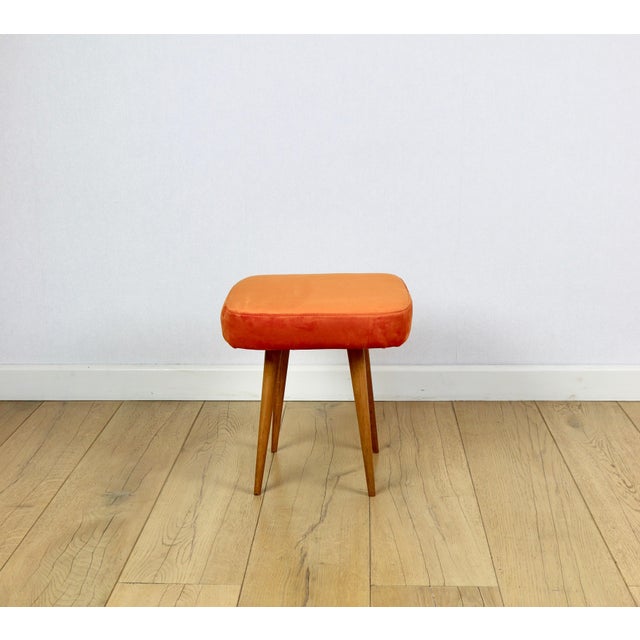 A unique square stool after comprehensive renovation. This charming stool has been completely restored, retaining its...