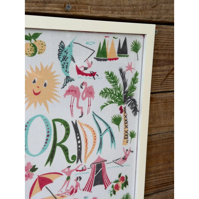 Vintage Florida Handkerchief Framed Textile by Carl Tait For Sale - Image 4 of 12