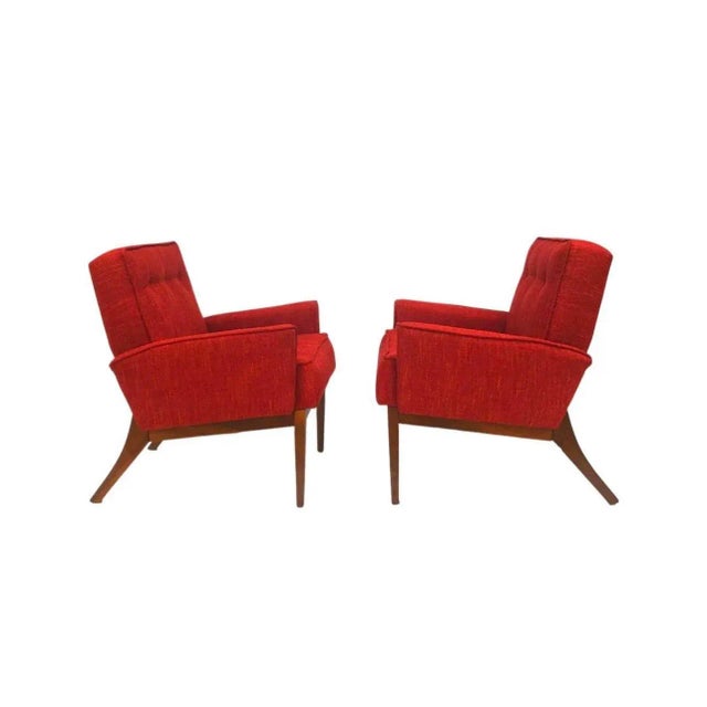Mid-Century Modern Mid Century Modern 1960s Walnut Arm Club Lounge Chairs, Restored- Set of 2 For Sale - Image 3 of 3
