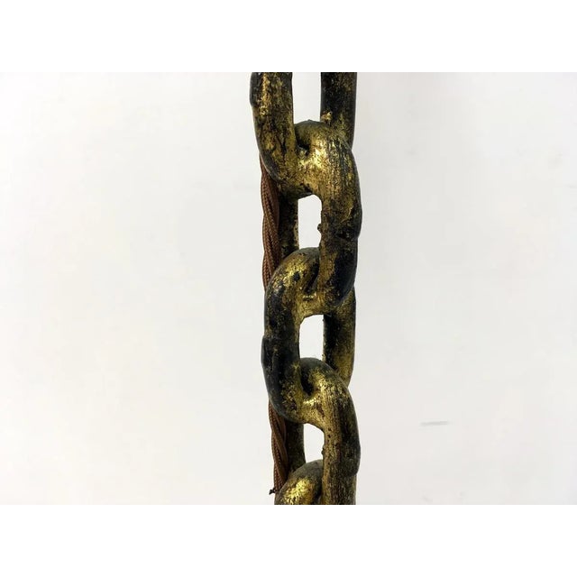 1970s Vintage Gilt Metal Chain Floor Lamp For Sale - Image 5 of 8
