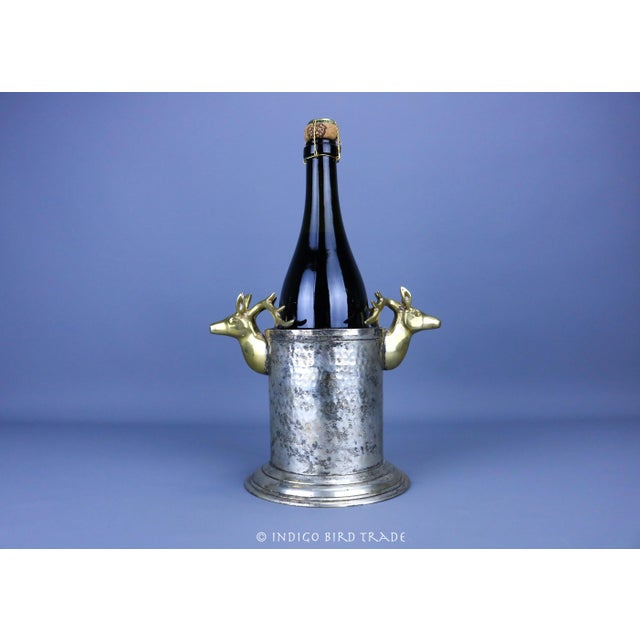 Vintage Silver and Gold Metal Wine Coaster This stunning wine coaster is made from hammered silver metal and features two...