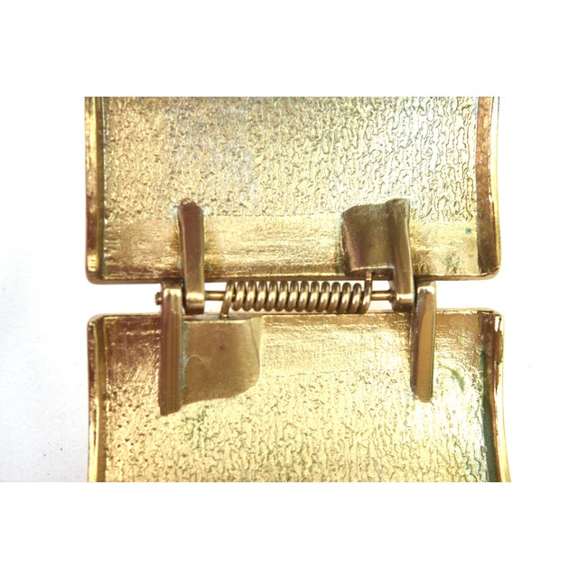 Vintage Gold Plated Sculptural Wide Cuff Hinged Bracelet For Sale - Image 10 of 10