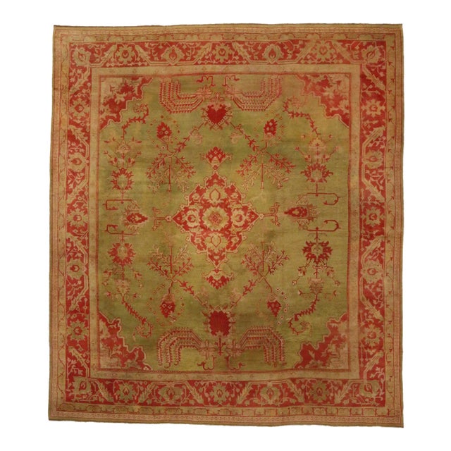 Antique Turkish Oushak Rug - 14'02 X 15'07 For Sale