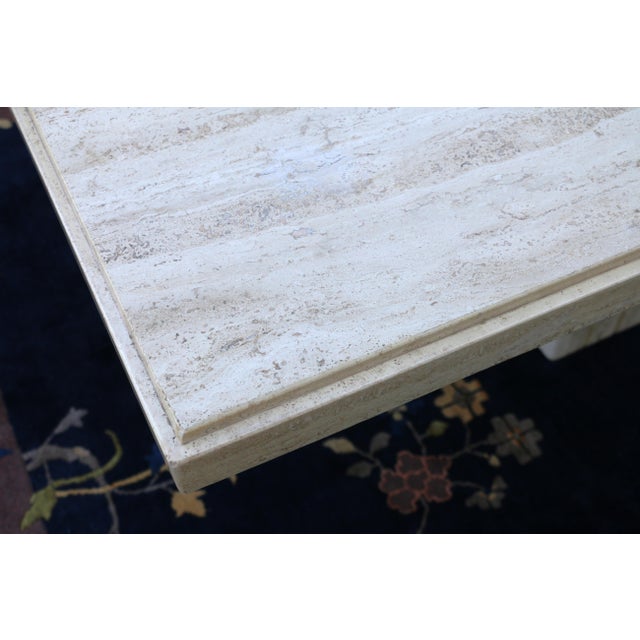 1970s Vintage 1970s Italian Travertine Pedestal Dining Table – Mid-Century Modern For Sale - Image 5 of 18