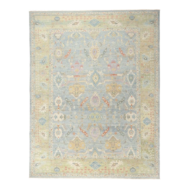 Light Blue Persian Sultanabad Rug - 12'10 X 16'06 For Sale