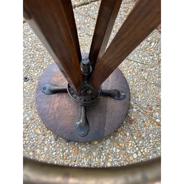 Wood Early 20th Century Early Twentieth Century Heavy Solid Wood and Brass Swivel Industrial Drafting Stool For Sale - Image 7 of 9