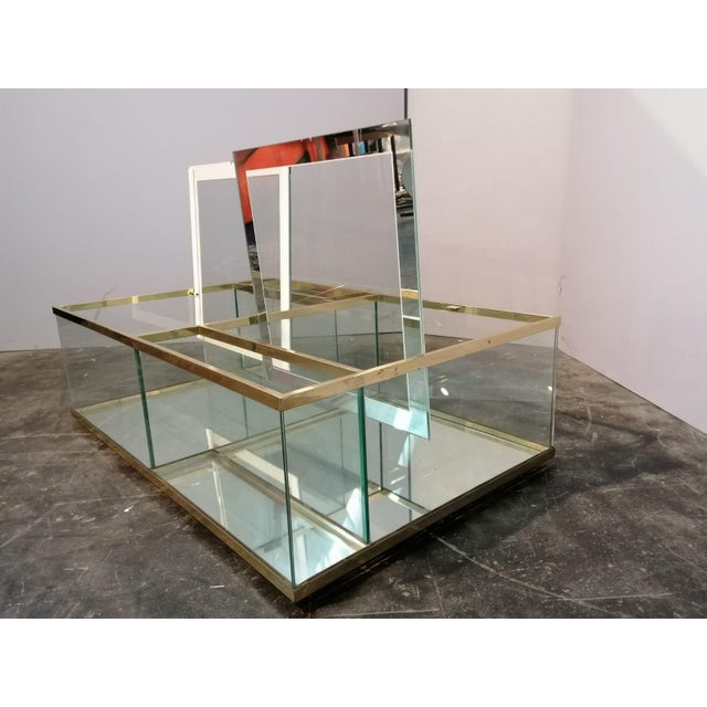 Vintage Italian Crystal Coffee Table with Brass Details For Sale - Image 4 of 11