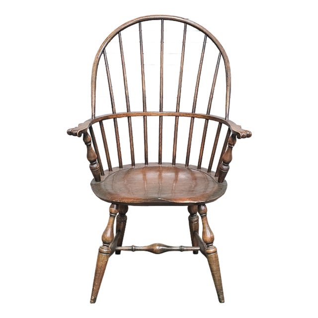 Late 20th Century Warren Chair Company Sack Back Windsor Arm Chair For Sale