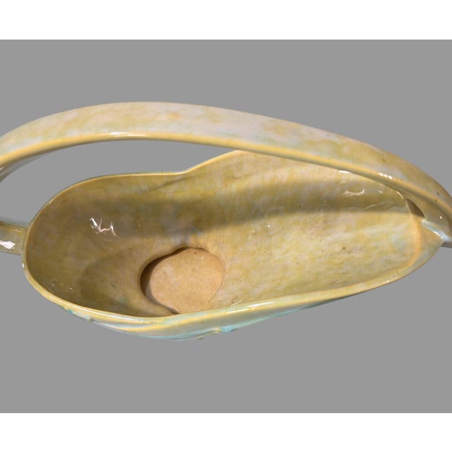 Art Deco Mid 20th Century Vintage Roseville Wincraft Art Deco Art Pottery Handled Basket 2bk-12 For Sale - Image 3 of 8