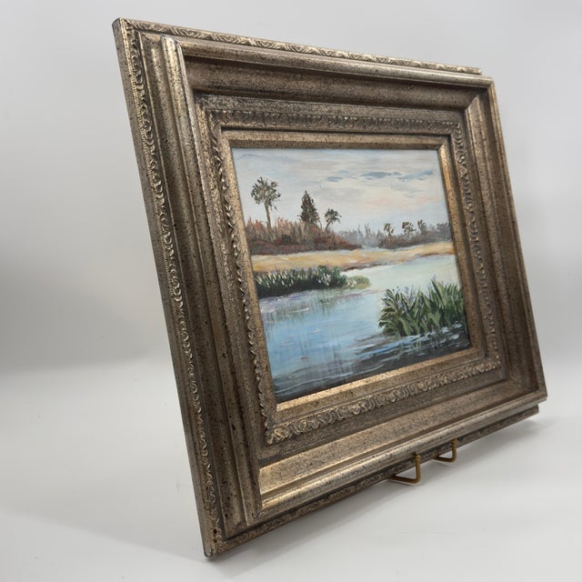 Vintage Original Old Florida Marsh Landscape Painting For Sale - Image 9 of 12