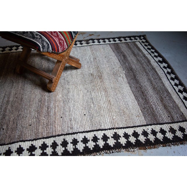 1940s Antique Tribal Geometric Brown Cream With Abrash Rug Runner - 3’4” X 6’8” For Sale In Los Angeles - Image 6 of 10